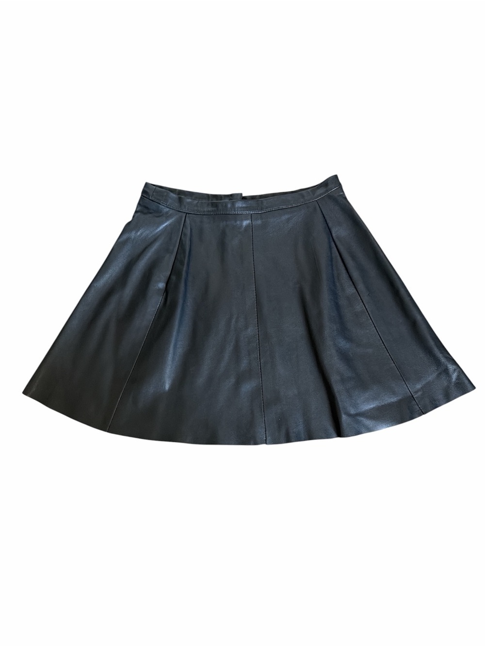 Women’s Black Faux Leather A-Line Skirt